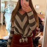 Jolie LA Jolie Striped Charcoal Tie Sweater Photo 0