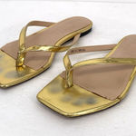 J.Crew  Gold Metallic Square Toe Flip Flop Sandal Women's Size 8 Photo 0