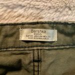 Bershka  Skirt Button Front Size‎ 4 Olive Green Front Pockets Denim Mini A Line Photo 3