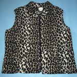 LA FETE Cheetah print vintage vest mandarin collar pouch pockets NEW size L Size L Photo 0
