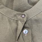 ZARA  Basic Chiffon Blouse‎ Women's Size Large Green Military Style Long Sleeves Photo 5