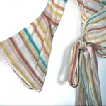Lovers + Friends NEW Aaron Striped Wrap Top Spring Rainbow Metallic $128 small Photo 5