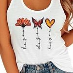Next Level Apparel BE YOU Women’s Graphic Tank Top Butterfly Heart Boho Design Racer Back Photo 0