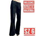 wilson's leather Maxima black suede flare pants with rhinestones swirl. Sz 6 Photo 1