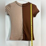 Rue 21 Two tone stitched baby doll T-shirt brown and tan cropped top Photo 3