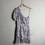 ASTR The Label Periwinkle Floral One Shoulder Tulip Mini Dress Women's Medium Photo 5