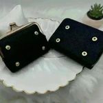 Flower Embroidered Zip Around Wallet w/ detachable Coin Purse in Black Photo 7
