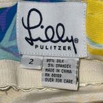 Lilly Pulitzer  Vintage Size 2 Blue Yellow Hibiscus Floral Print Silk Halter Top Photo 7