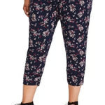 Torrid ‎ Sz 0 Plus Floral Crop Pants Blue Capri Boho Whimsy Sport Romantic Artsy Photo 0