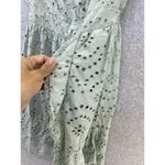 Japna  Women's Dress Mint Green Eyelet Sleeveless Size Large Surplice Ruffle Hem Photo 5