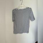 Chico's Chico’s size 1 black white stripe vneck short sleeve ultimate tee M 100% cotton Photo 3