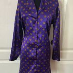 80 VTG VICTORIAS SECRET GOLD LABEL PURPLE BUTTON UP LONG SLEEVE SLEEP SHIRT Photo 0