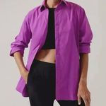 Athleta Relaxed Oversized Button-Down Shirt in Jazzy Purple Size XS Photo 1