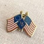 Vintage American Bicentennial Flags Pin Photo 0