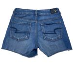 American Eagle  Blue Medium Wash Mid Rise Cotton Stretch Cutoff Jean Short Size 4 Photo 1