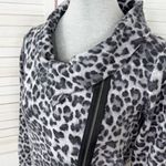 Anthropologie Bordeaux Leopard Print Side Zip Knit Moto Jacket Grey Black Medium Funnel Neck‎ Photo 7