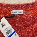 Calvin Klein Orange & Pink Striped Knit Wool Blend Long Sleeve Crew Neck Sweater Photo 2