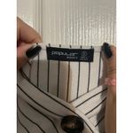 Popular Basics Striped Dress Buttons Detail V Neck Midi White Black Bodycon Sleeveless Photo 3