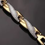 Stylish X Design Stainless Steel Magnetic Bracelet Two Tone Snake Print Photo 5