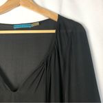 Alice + Olivia Black Silk Pleated Long Sleeve Mini Dress S Photo 2