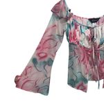 Kim Shui NWT Pink Silky Floral Cutout Bustier Top & Pink Silky Floral Midi Skirt Photo 4