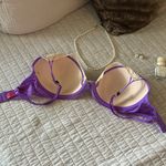 Betsey Johnson Betsy Johnson, purple cream, lace, trim, bow, cute bra, coquette Y2K 32D Photo 8