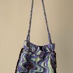 Free People  Purple and Green Beaded Bucket Bag OS Photo 1