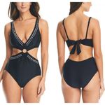 Bar III Women's Black Tell Me About It Stud One-Piece Swimsuit Size Medium NWOT Photo 1