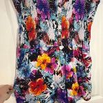 Rouge Collection NWOT Ruched Chest Strapless Romper Pockets Shorts Floral Sz 4X Pink Photo 0