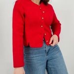 vintage 100% boiled wool michigan cherry red button down fitted sweater jacket Photo 9