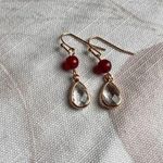 July Birthstone, Ruby Earrings, Red Chalcedony, Quartz Teardrop, Dainty, Casual Photo 4