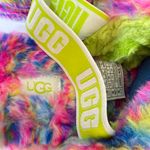 UGG  Multicolor Fluffy Slippers with Lime Strap Photo 1