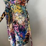 Suzi Chin for Maggy Boutique Dress Animal Print Colorful Tie Waist 8P 8 Petite Black Photo 8