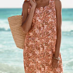 Garnet Hill Vale 100% Linen Floral Paisley Mini Tank Dress Photo 0