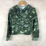 NEW Women's Cropped Camo Fleece Hoodie XS Green Photo 4