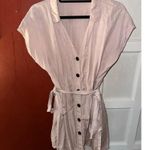 ZARA Pale Pink Belted Mini Dress Button Down Pockets Photo 6