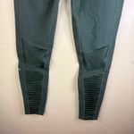 Alo Yoga High Waist Moto Leggings Olive Green Ribbed Panel Activewear Pants Photo 4