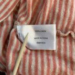 Orvis Linen Shirt Womens Medium V-Neck Orange Stripes Outdoorsy Summer READ Photo 3