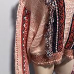 Free People  Passion Fruit Peach Fringe Sweater Alpaca Wool Large Boho Photo 5