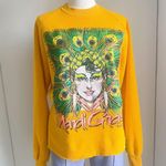 Vintage 80s Sweatshirt Mardi Gras Large Graphic Bright Size L Jerzees tag Fun Yellow Photo 5