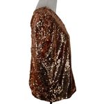 Lavish  Gold V-Neck Sequin Chain Blouse Size Large Photo 4