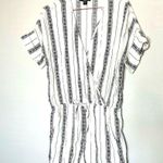 Fifteen Twenty Women's White Surplice Wrap V-Neck Striped Romper Size Large Photo 1
