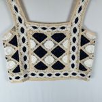 Primark Crochet Crop Top Small S Blue White Beige Sleeveless Square Neck Photo 7