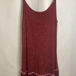 POL Burgundy Red Acid Wash Embroidered Lace Trimmed Babydoll Top L Adjustable Photo 5