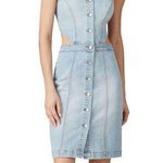 BLANK NYC NWT Wake Up Call Stretchy Denim Mini Dress Cut Out Light Wash sz Large Photo 0