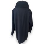 Genuine Fox Fur Collar Trench Coat Jacket Size 12 100% Wool Black Finland​​​​​ Photo 3