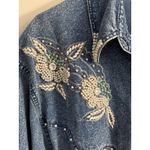 Vintage Club Z Acid Wash Denim Shirt 80s With Bedazzled Applique Detail Blue Size XL Photo 2
