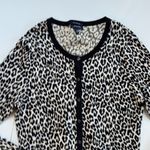 Lands' End Women’s Animal Print Cardigan Large Button up Sweater career fitted Photo 2