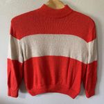 Aerie Striped Colorblock Mock Neck Sweater Pullover Knit Orange Cream Womens XL Photo 0