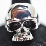 New EvBea Biker Goth Skull Jaw Stainless Size 9 1/2 Evil Beauty Ring Silver Photo 0